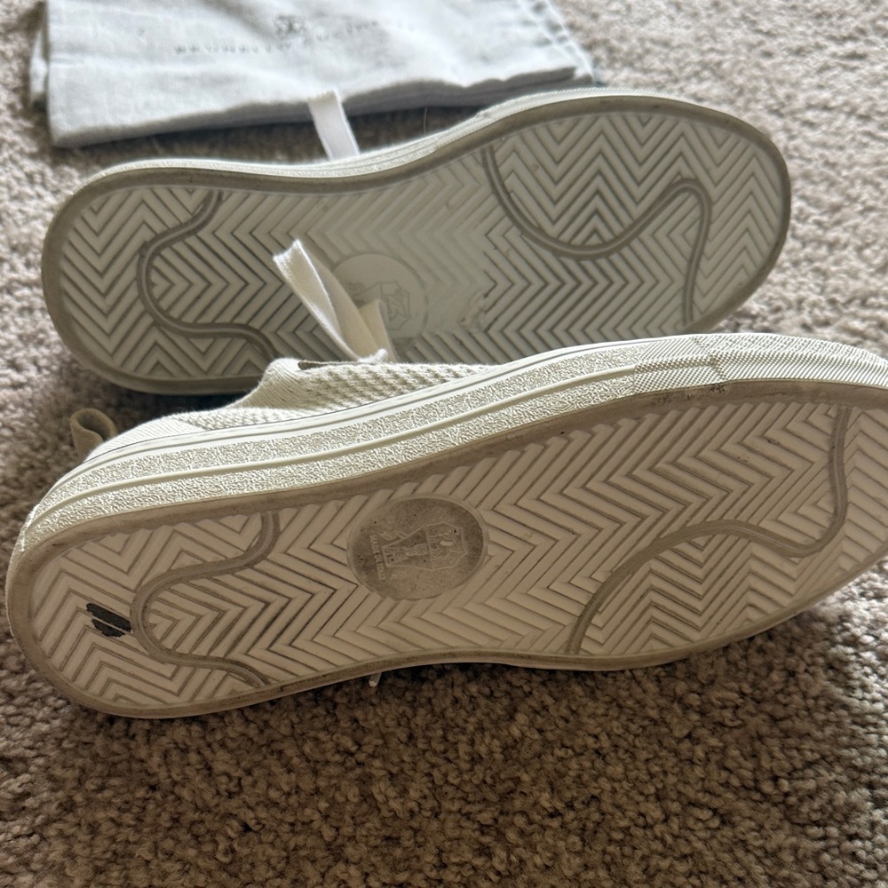 Brunello Cucinelli Cream Sneakers with Black Toe Caps - Picture 3 of 7